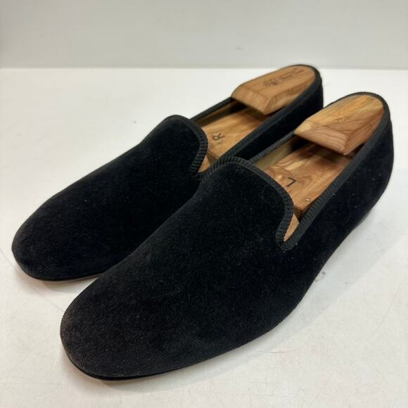 VERY GOOD Tricker's Churchill Velvet Slipper Black Handmade in England 9 / US 10 - Picture 2 of 11